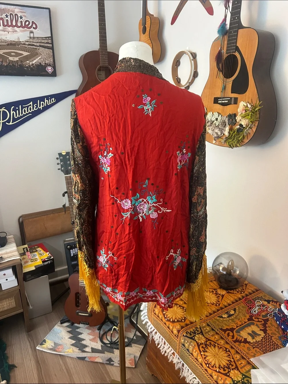 Free People Embroidered Fringe Kimono